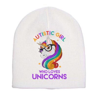 Autistic Who Loves Unicorns Short Acrylic Beanie