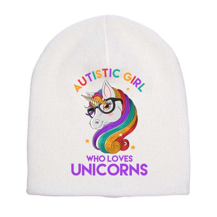 Autistic Who Loves Unicorns Short Acrylic Beanie