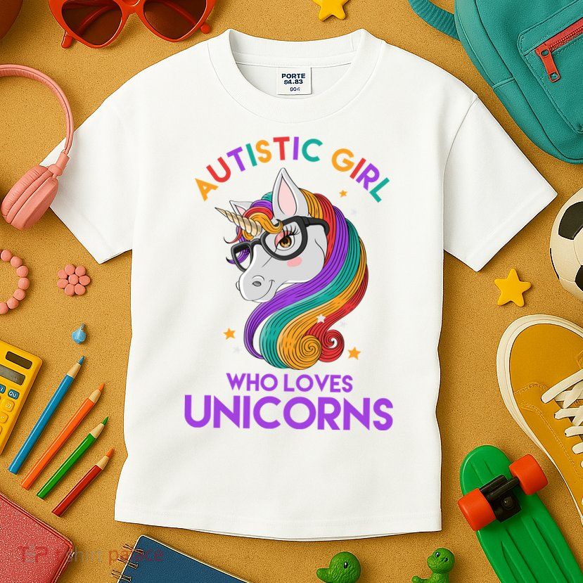 Autistic Who Loves Unicorns Kids T-Shirt