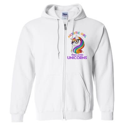 Autistic Who Loves Unicorns Full Zip Hoodie