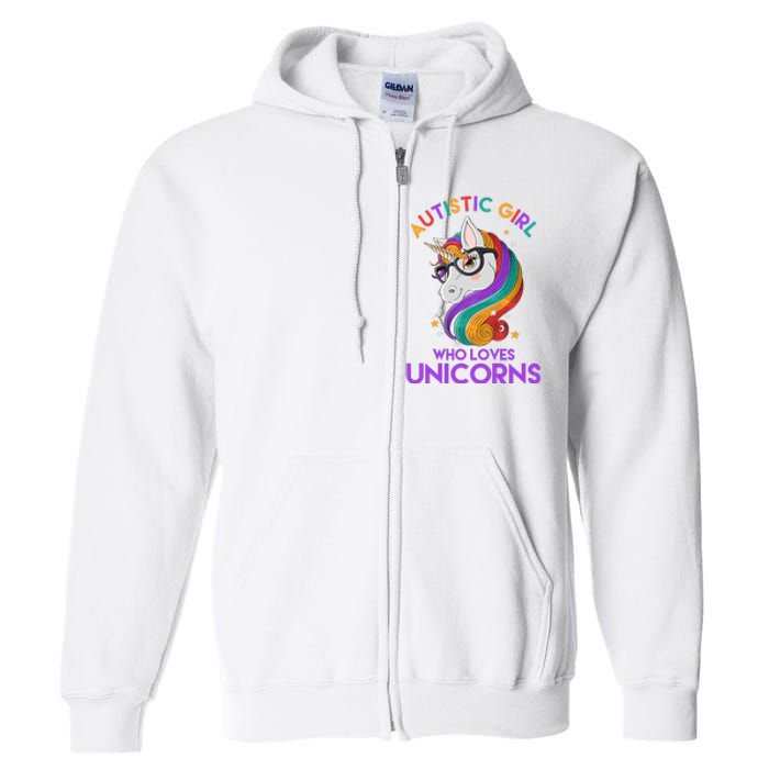 Autistic Who Loves Unicorns Full Zip Hoodie