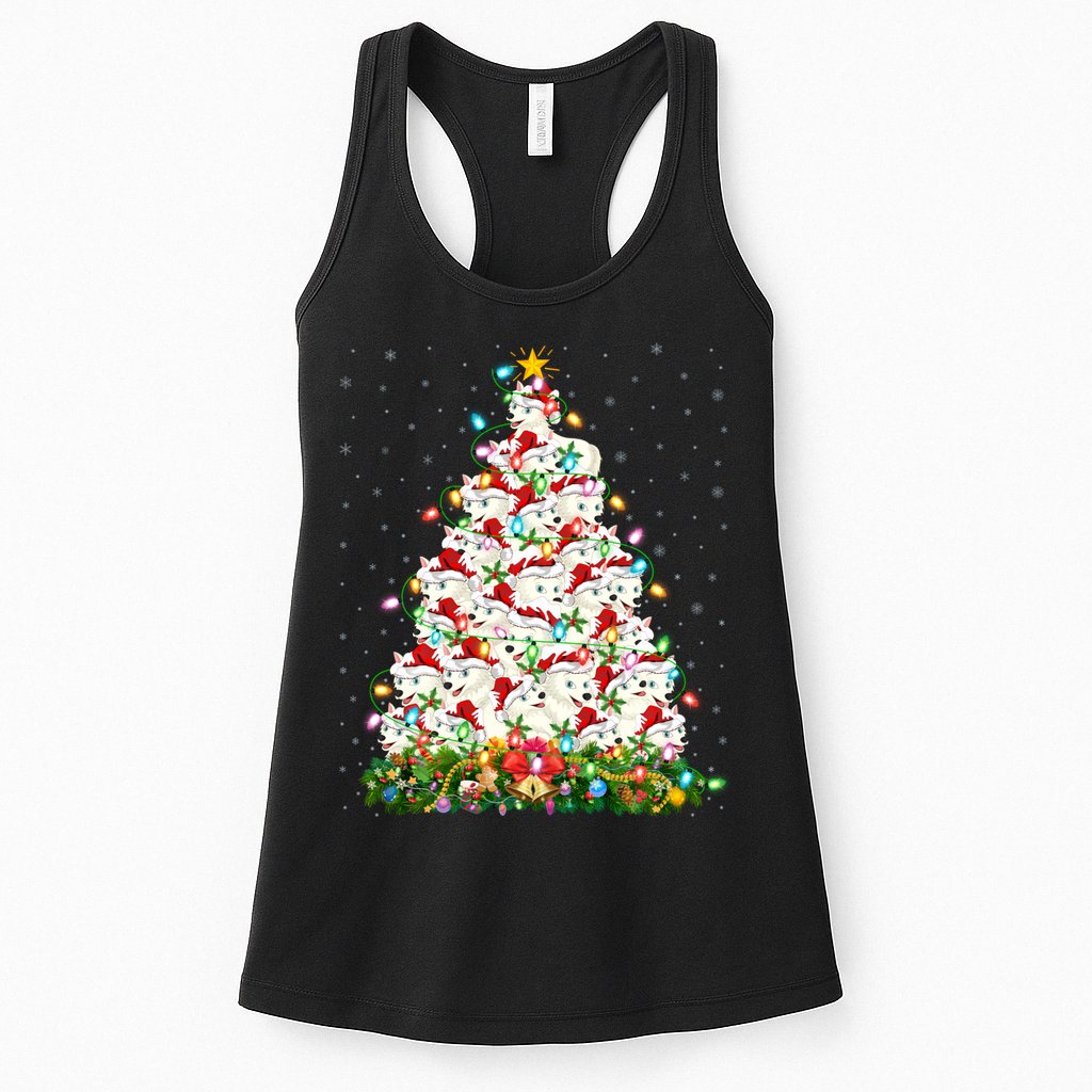 Arctic Wolf Lover Xmas Lights Arctic Wolf Christmas Tree Womens Tank Top