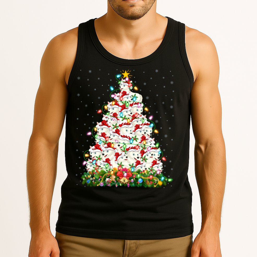 Arctic Wolf Lover Xmas Lights Arctic Wolf Christmas Tree Tank Top