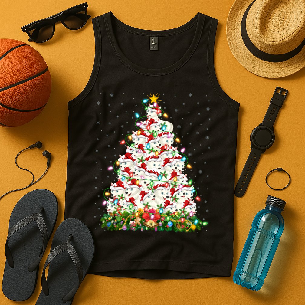 Arctic Wolf Lover Xmas Lights Arctic Wolf Christmas Tree Tank Top