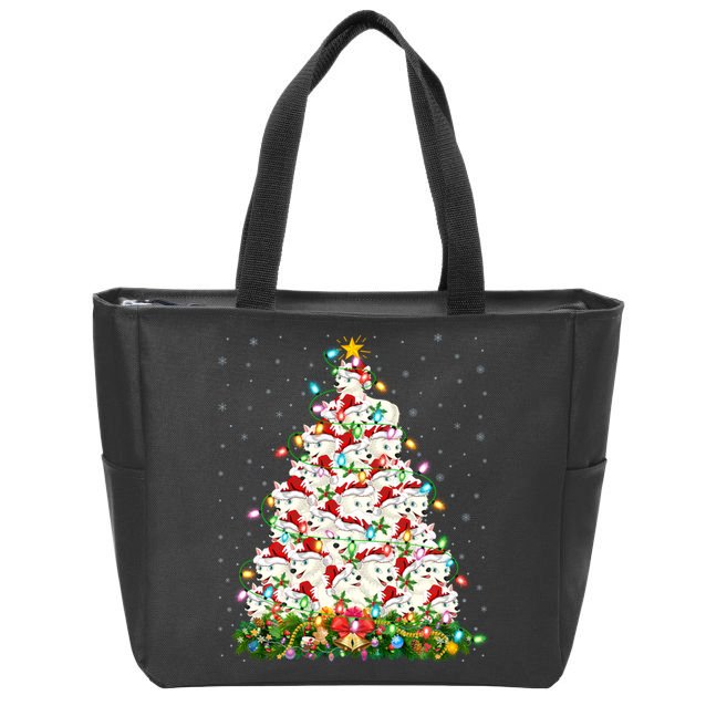 Arctic Wolf Lover Xmas Lights Arctic Wolf Christmas Tree Zip Tote Bag