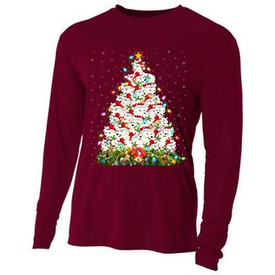 Arctic Wolf Lover Xmas Lights Arctic Wolf Christmas Tree Cooling Performance Long Sleeve Crew