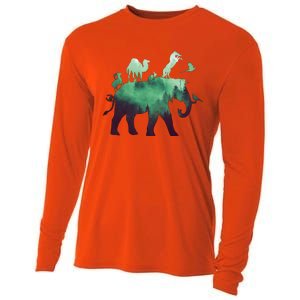 Animal Wild Life Forest Double Exposure Cooling Performance Long Sleeve Crew