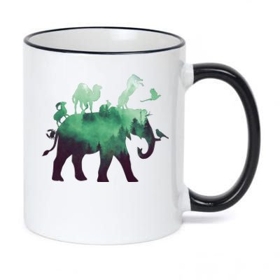 Animal Wild Life Forest Double Exposure 11oz Black Color Changing Mug