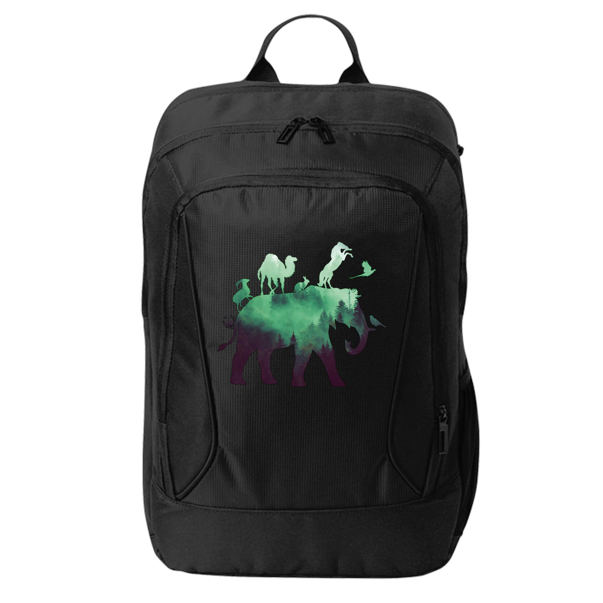 Animal Wild Life Forest Double Exposure City Backpack