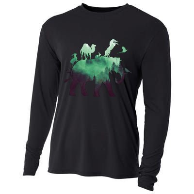 Animal Wild Life Forest Double Exposure Cooling Performance Long Sleeve Crew