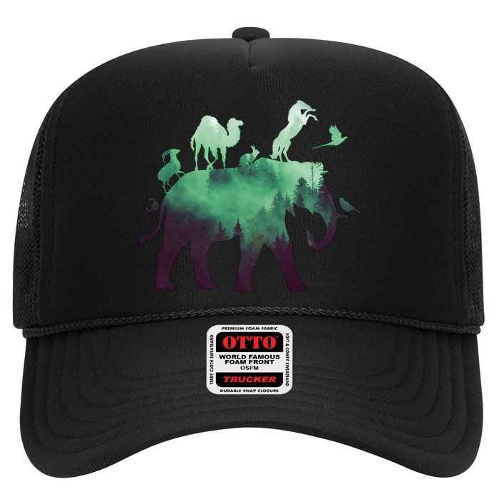 Animal Wild Life Forest Double Exposure Trucker Hat