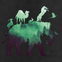 Animal Wild Life Forest Double Exposure Trucker Hat