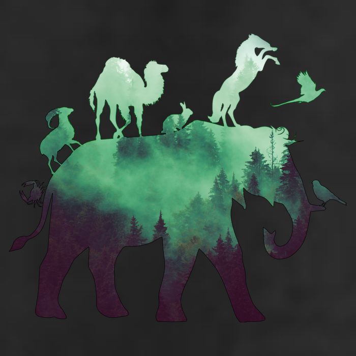 Animal Wild Life Forest Double Exposure Trucker Hat