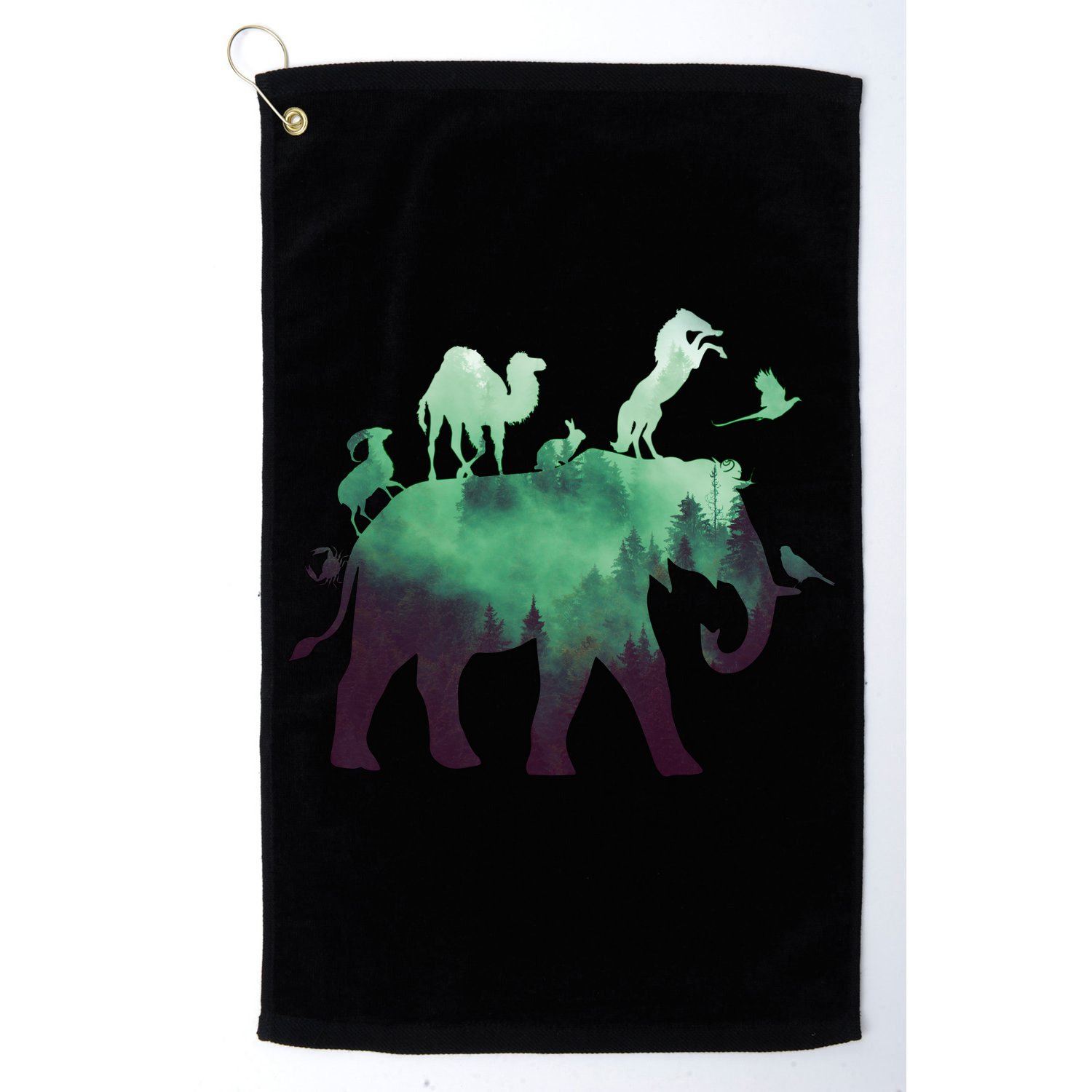 Animal Wild Life Forest Double Exposure Golf Towel