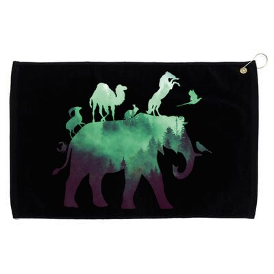 Animal Wild Life Forest Double Exposure Grommeted Golf Towel