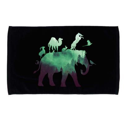 Animal Wild Life Forest Double Exposure Microfiber Hand Towel