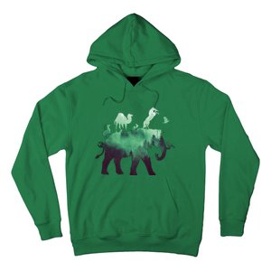 Animal Wild Life Forest Double Exposure Hoodie