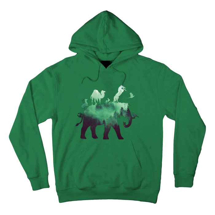 Animal Wild Life Forest Double Exposure Hoodie