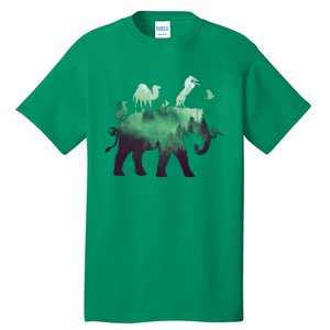 Animal Wild Life Forest Double Exposure Tall T-Shirt