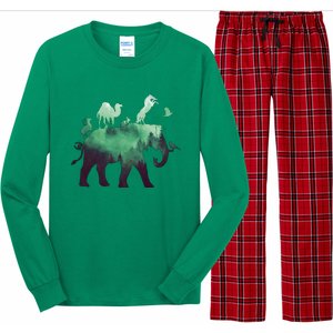 Animal Wild Life Forest Double Exposure Long Sleeve Pajama Set