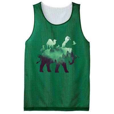 Animal Wild Life Forest Double Exposure Mesh Reversible Basketball Jersey Tank