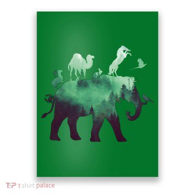 Animal Wild Life Forest Double Exposure Poster