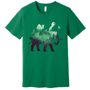 Animal Wild Life Forest Double Exposure Premium T-Shirt