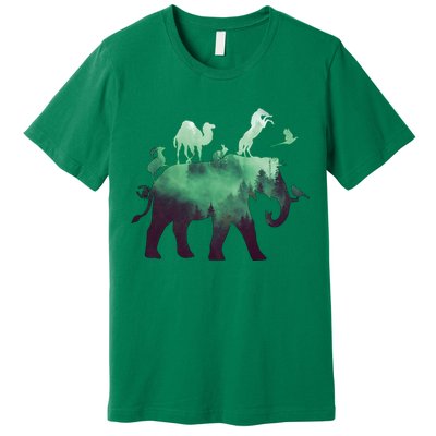 Animal Wild Life Forest Double Exposure Premium T-Shirt