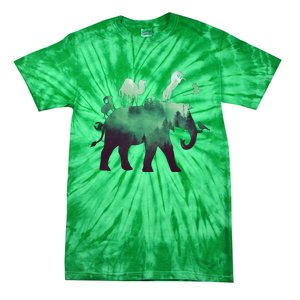 Animal Wild Life Forest Double Exposure Tie-Dye T-Shirt