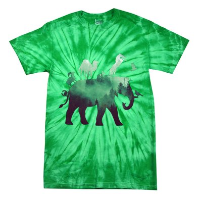Animal Wild Life Forest Double Exposure Tie-Dye T-Shirt