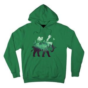 Animal Wild Life Forest Double Exposure Tall Hoodie