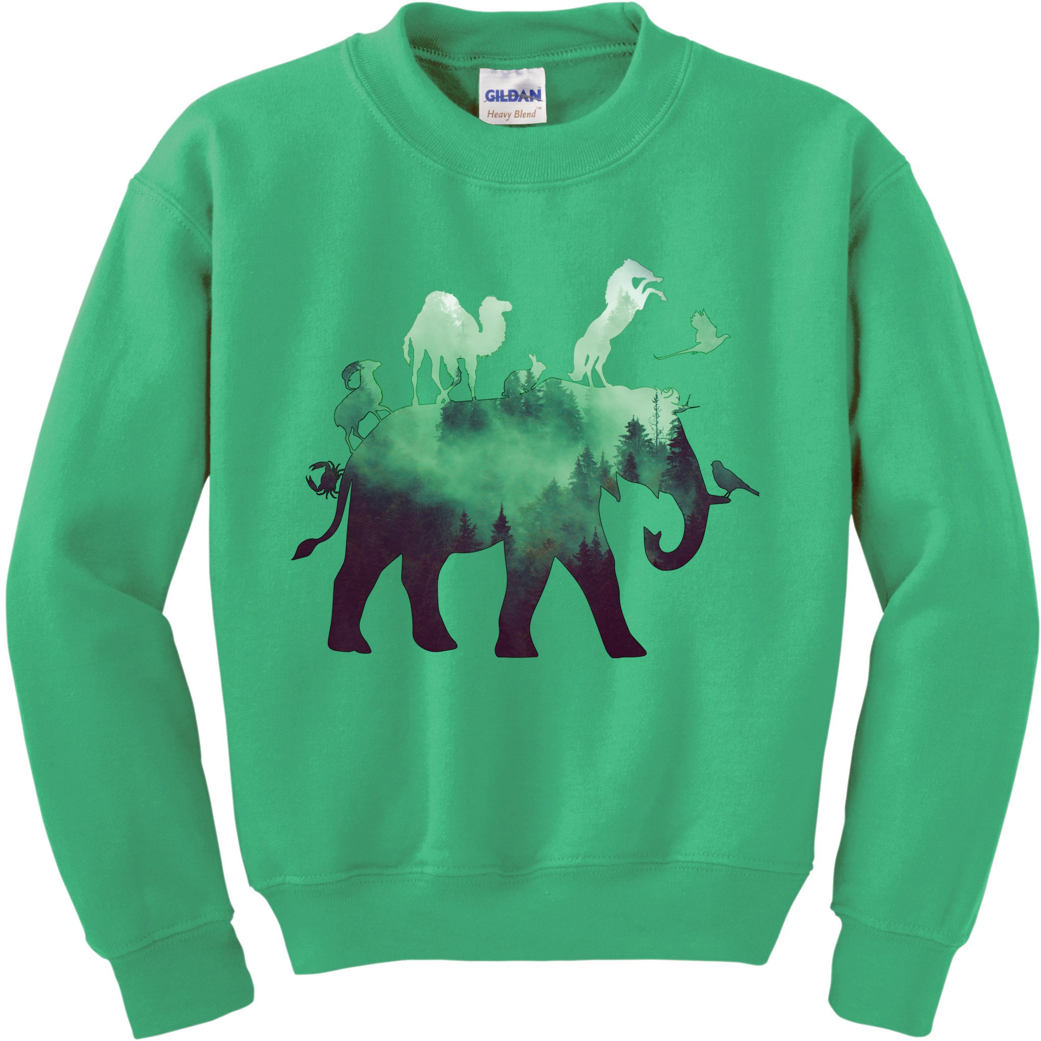 Animal Wild Life Forest Double Exposure Kids Sweatshirt