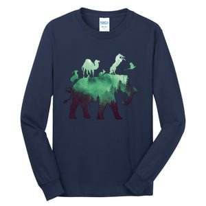 Animal Wild Life Forest Double Exposure Tall Long Sleeve T-Shirt