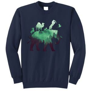 Animal Wild Life Forest Double Exposure Tall Sweatshirt