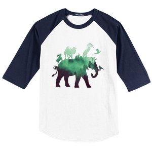 Animal Wild Life Forest Double Exposure Baseball Sleeve Shirt