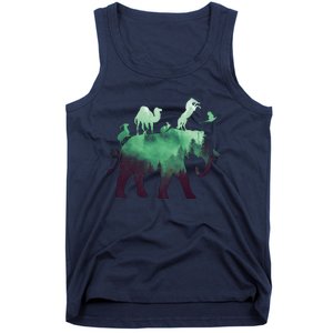 Animal Wild Life Forest Double Exposure Tank Top