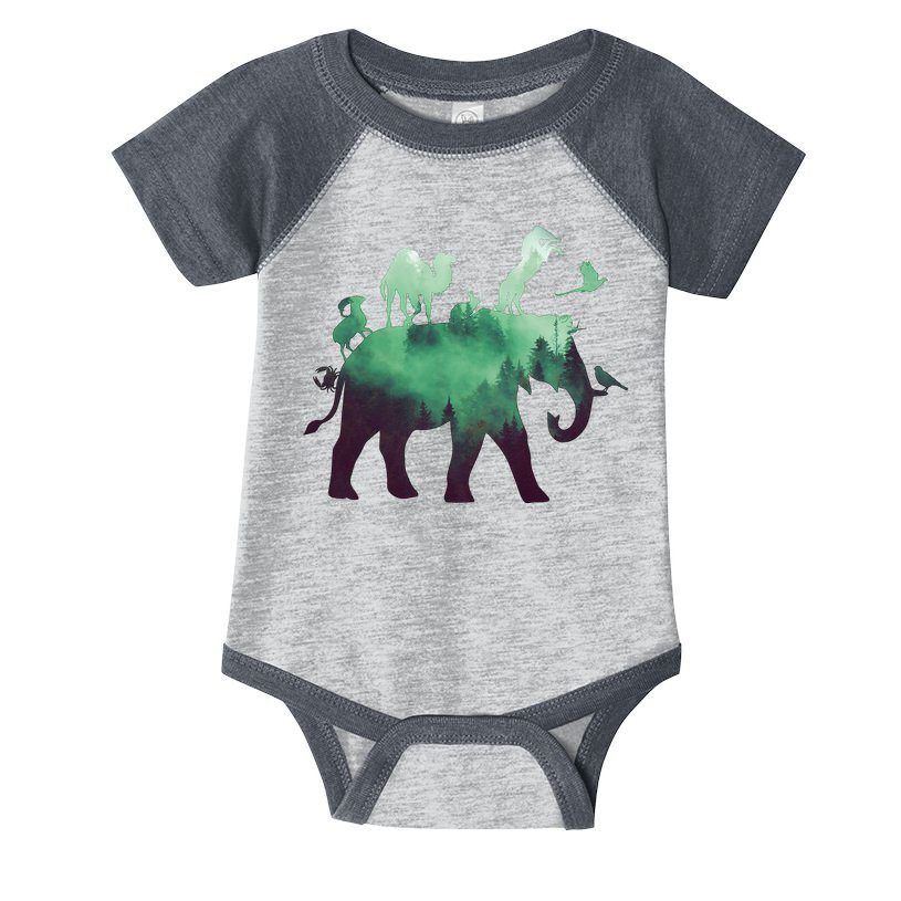 Animal Wild Life Forest Double Exposure Infant Baby Jersey Bodysuit