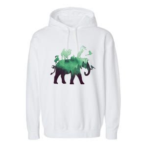 Animal Wild Life Forest Double Exposure Garment-Dyed Fleece Hoodie