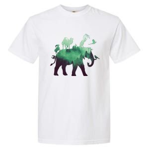 Animal Wild Life Forest Double Exposure Garment-Dyed Heavyweight T-Shirt