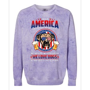 America We Love Dogs Boxer Dog and Beer 4th Of July Colorblast Crewneck Sweatshirt