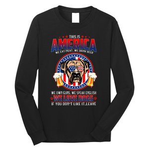 America We Love Dogs Boxer Dog and Beer 4th Of July Long Sleeve Shirt