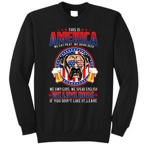 America We Love Dogs Boxer Dog and Beer 4th Of July Sweatshirt