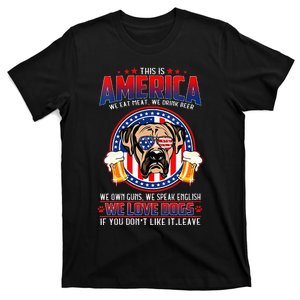 America We Love Dogs Boxer Dog and Beer 4th Of July T-Shirt