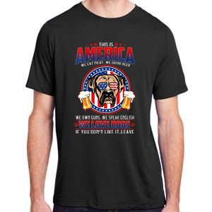 America We Love Dogs Boxer Dog and Beer 4th Of July Adult ChromaSoft Performance T-Shirt