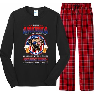 America We Love Dogs Boxer Dog and Beer 4th Of July Long Sleeve Pajama Set