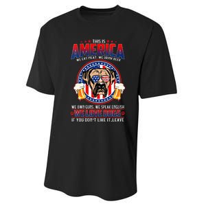 America We Love Dogs Boxer Dog and Beer 4th Of July Performance Sprint T-Shirt