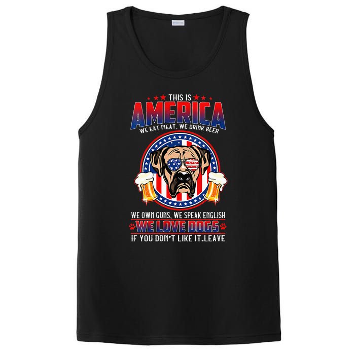 America We Love Dogs Boxer Dog and Beer 4th Of July PosiCharge Competitor Tank