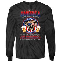 America We Love Dogs Boxer Dog and Beer 4th Of July Tie-Dye Long Sleeve Shirt