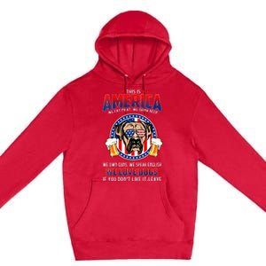 America We Love Dogs Boxer Dog and Beer 4th Of July Premium Pullover Hoodie