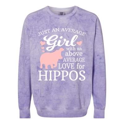 Average Who Loves Hippos Gift Hippopotamus Funny Gift Colorblast Crewneck Sweatshirt